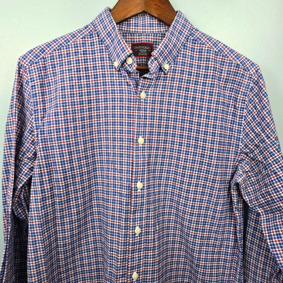 UNTUCKit Mens Slim Fit Long Sleeve Button Up Shirt Blue & Red Check Size Medium - Picture 1 of 11